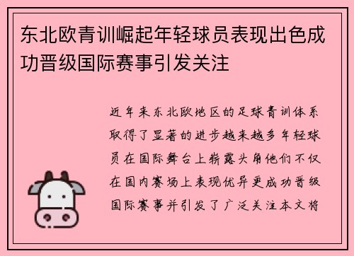 东北欧青训崛起年轻球员表现出色成功晋级国际赛事引发关注